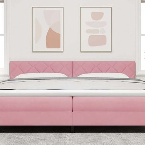 Cabeceira de Cama Rosa com Blocos de Diamante 200 cm em Veludo