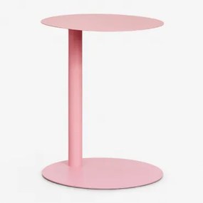 Mesa Auxiliar Para Jardim Redonda Ø40 Cm Em Aço Yannik Cor-de-rosa Peônia - Sklum