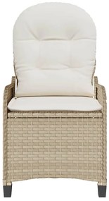 Cadeira Recliner vidaXL com Almofada Bege em Rattan Sintético