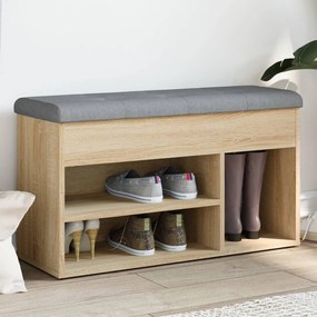 vidaXL Banco sapateira 82x32x45,5 cm derivados madeira carvalho sonoma