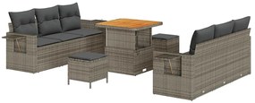 Conjunto de Sofás de Jardim com 9 peças, almofadas cinzas em rattan si