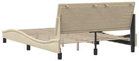 Estrutura de cama sem colchão 140x200 cm tecido cor creme
