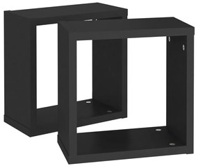 Prateleiras de parede em forma de cubo 2 pcs 30x15x30 cm preto