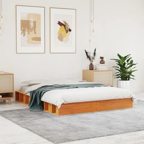 Cama sem colchão 120x200 cm madeira pinho maciça castanho-mel