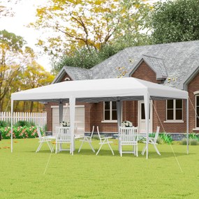 Outsunny Tenda Dobrável 6x3 Tenda de Jardim Portátil com Bolsa de Transporte Tecido Oxford Estrutura de Aço para Exterior Festas Acampamento Branco