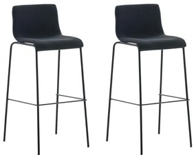Conjunto de 2 bancos de bar Hoover em tecido e com estrutura preta 43 x 100 x 48 cm Preto