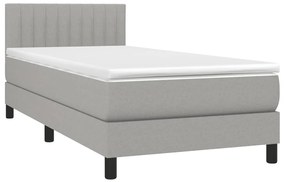Cama com molas/colchão 100x200 cm tecido cinzento-claro
