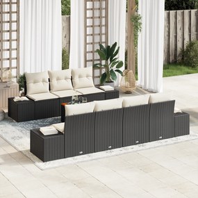 vidaXL Conjunto de Sofás de Jardim de 8 Peças com Almofadas Preto Vime Acácia