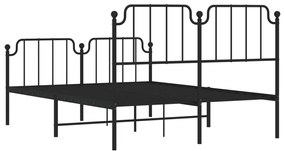 Estrutura de cama com cabeceira e pés 140x200 cm metal preto