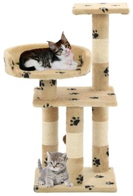 Árvore para gatos c/ postes arranhadores sisal 65 cm bege