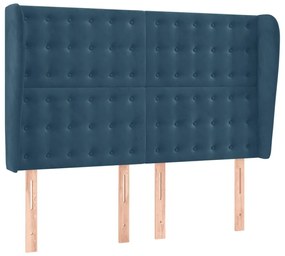 Cama box spring c/ colchão/LED 140x200 cm veludo azul-escuro