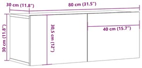 Móveis TV 2pcs 80x30x30 cm derivados madeira cinzento sonoma
