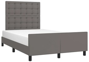 Estrutura cama c/ cabeceira 120x200cm couro artificial cinzento