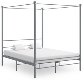 vidaXL Estrutura de cama com dossel 160x200 cm metal cinzento