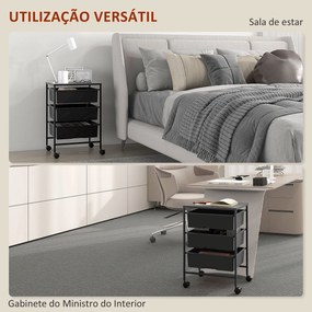 Carrinho Auxiliar com Rodas Carrinho de Cozinha de 3 Níveis com 3 Cest