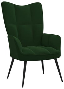 328075 vidaXL Cadeira de descanso veludo verde-escuro