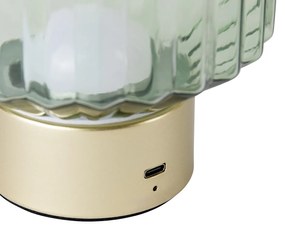 LED Candeeiro de mesa moderno em latão com vidro verde recarregável - Millie Moderno