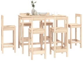 7 pcs conjunto de bar pinho maciço