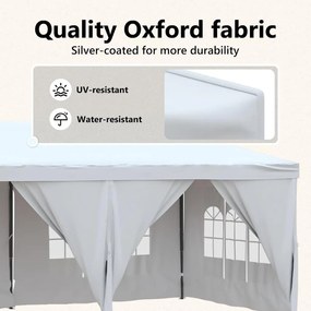 Tenda para festas dobrável com paredes laterais 3x6 m branco
