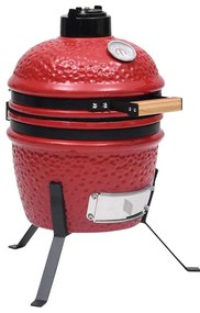 Churrasqueira/defumador Kamado 2-em-1 cerâmica 56 cm vermelho