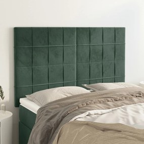 vidaXL Cabeceira de cama 4 pcs veludo 72x5x78/88 cm verde-escuro