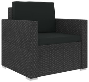 8 pcs conjunto lounge de jardim c/ almofadões vime PE preto