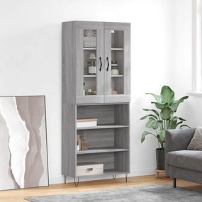 vidaXL Armário alto 69,5x34x180 cm derivados de madeira sonoma cinza