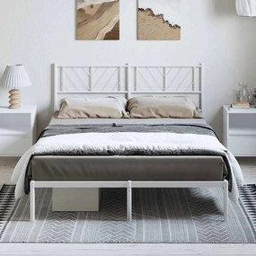 vidaXL Estrutura de cama com cabeceira 135x190 cm metal branco