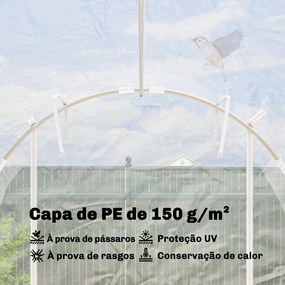 Estufa tipo Túnel 195x295x195 cm com 2 Portas Enroláveis Estrutura de Aço Galvanizado e Cobertura em PE 150g/m² Transparente