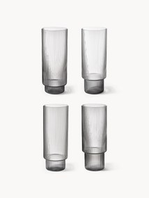 Copos artesanais com padrão em relevo Ripple, conjunto de 4, 300 ml