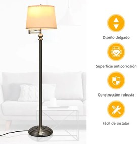 Candeeiro de pé com braço giratório ajustável moderno para a sala de estar, escritório, quarto de dormir