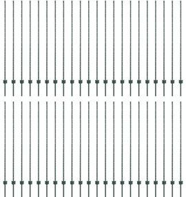 Postes de Cerca Prateados 44 pcs Verde 100 x 1.5 m Metal