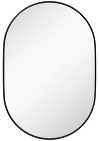 HOMCOM Espelho Casa de Banho Ovalado 60x90 cm Espelho Decorativo de Parede com Estrutura de Alumínio para Sala Corredor Preto | Aosom Portugal