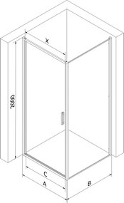 Mexen Exo-B cabine de duche com porta giratória 90 x 90 cm, transparente, preta - 817-090-090-70-00