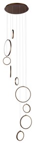 Candeeiro suspenso de design bronze escuro 9 luzes incluindo LED regulável em 3 níveis - Vide Anella Moderno