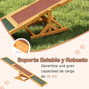Baloiço de agilidade para cães 179 x 30 x 55 cm, com rampa antiderrapante para animais de estimação, para uso interno e externo, amarelo