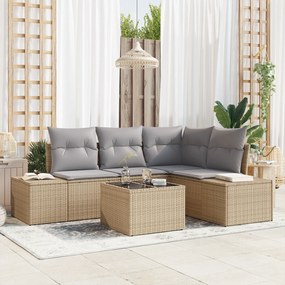 vidaXL Conjunto de Sofá de 5 Peças com Almofadas Preto Vime Poliéster