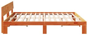Estrado de Cama com Cabeceira Castanho 180x200 cm Madeira de Pinho