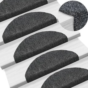 vidaXL Tapetes de escada autoadesivos 5 pcs 65x21x4 cm cinzento-escuro