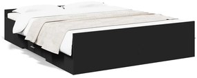 vidaXL Estrutura de cama c/ gavetas 150x200 cm derivados madeira preto