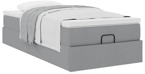 Estrutura cama otomana colchão 80x200 cm tecido cinzento claro