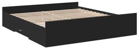 Estrutura de cama c/ gavetas 200x200 cm derivados madeira preto