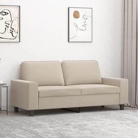 348985 vidaXL Sofá de 2 lugares 140 cm tecido de microfibra cor creme