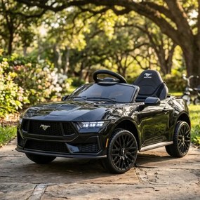 Carro elétrico para crianças Ford Mustang 12V, Rodas borracha Preto