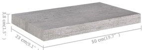 Prateleiras de parede 2 pcs 50x23x3,8 cm MDF cinzento-cimento