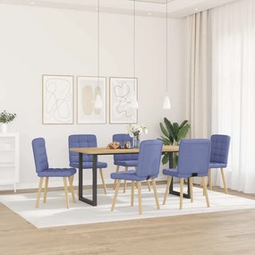 Cadeiras de jantar 6 pcs Jeans Tecido Azul