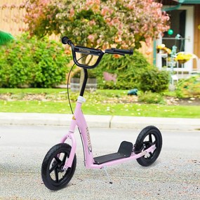 Trotinete para Crianças acima de 5 anos Scooter de 2 Rodas Grandes de 12 Polegadas com Freio e Guidão Ajustável em Altura Carga Máx. 50kg 120x52x80-88