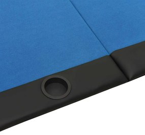 Mesa de póquer dobrável 10 jogadores 207x106x76 cm azul
