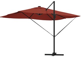 Guarda-Sol Roma Cantilever com LEDs Terracota 352x251x265 cm - Alumíni