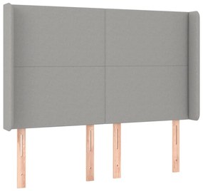 Cama box spring c/ colchão e LED 140x190 cm tecido cinza-claro